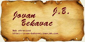 Jovan Bekavac vizit kartica